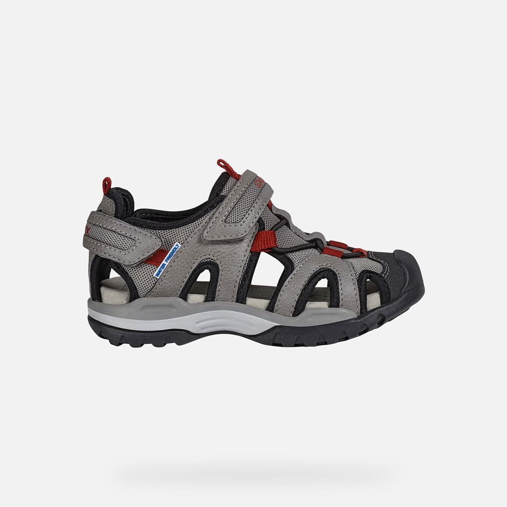 Geox Sandals Grey/Red Borealis - Geox Boys Shoes - NXIFKL845